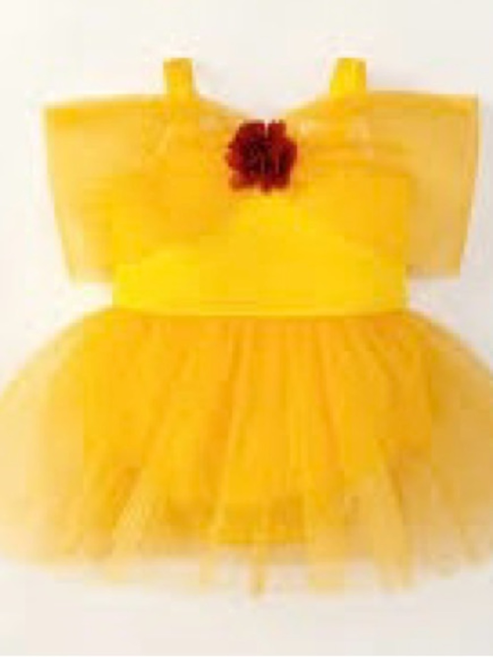 Baby Girls' Yellow Mesh Princess Style Romper Dress,